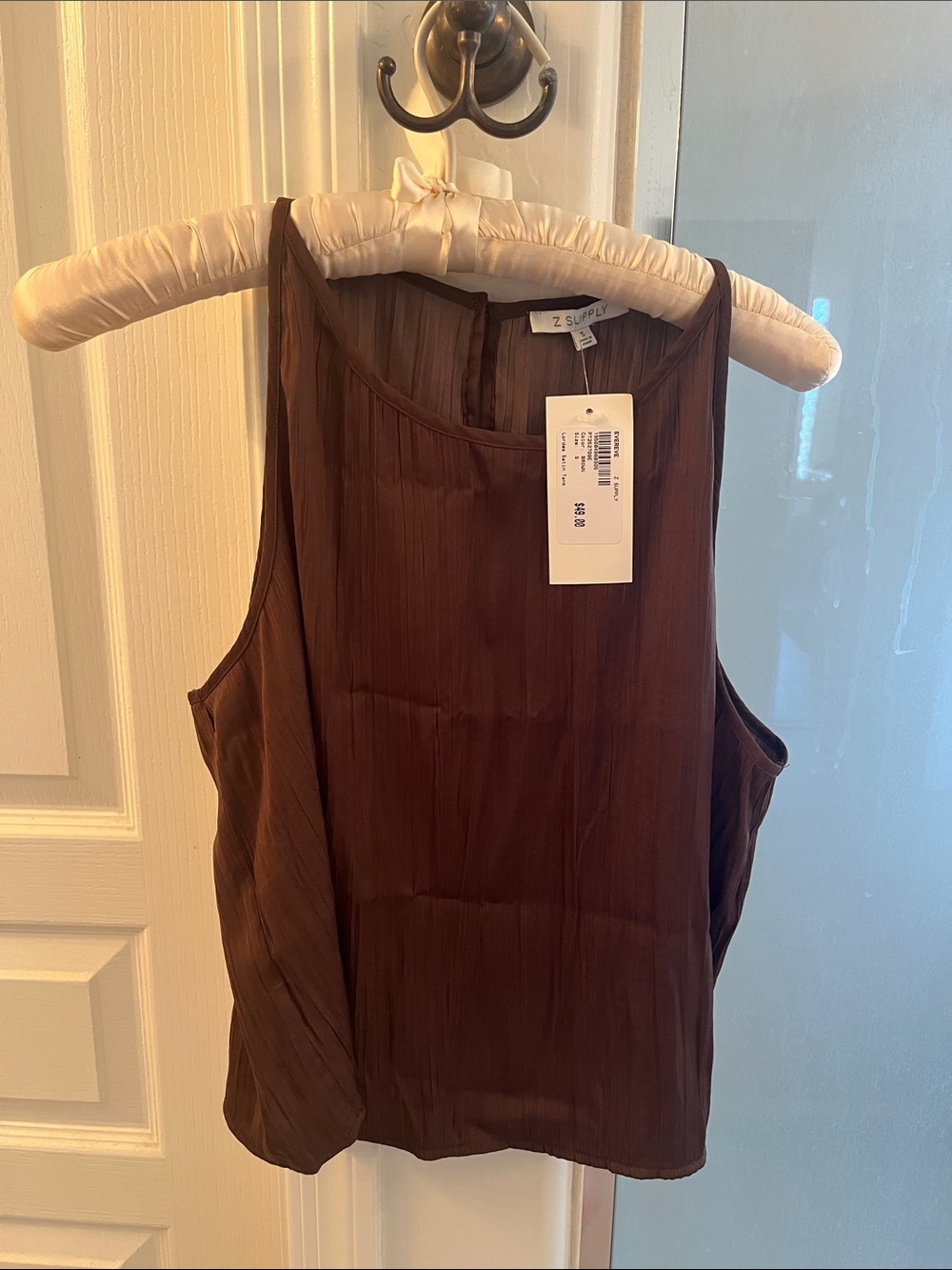 Z Supply Chocolate Brown Pleated Tank Top